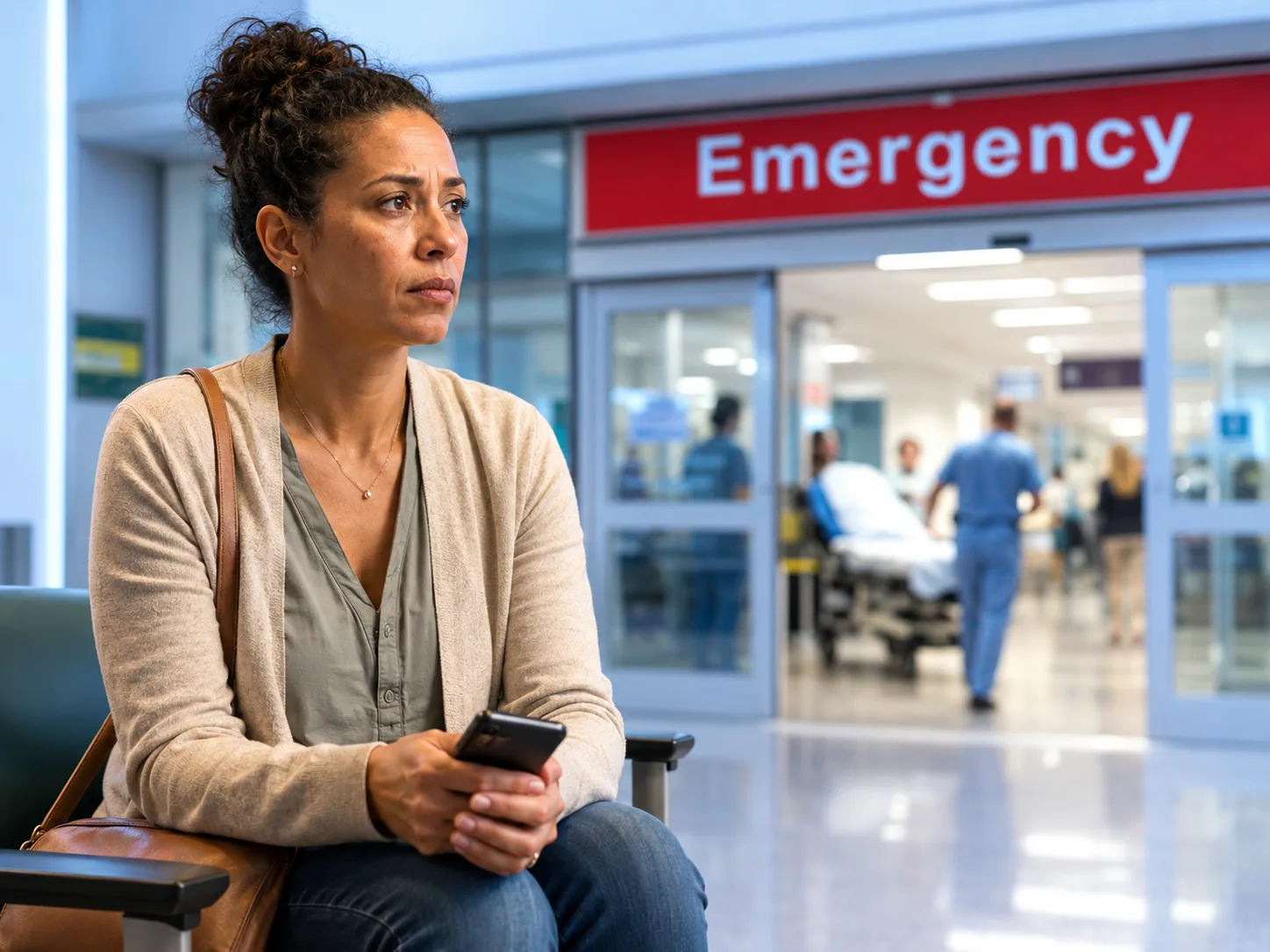 A person searching for health information during an urgent moment